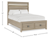 Rocco Storage Bed with 2 Built-In Footboard Drawers & LED Lit Headboard, Light Brown - Queen Size | Lit de rangement Rocco avec 2 tiroirs de pied de lit intégrés et tête de lit illuminée à DEL, brun clair - format grand lit