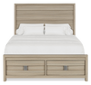 Rocco Storage Bed with 2 Built-In Footboard Drawers & LED Lit Headboard, Light Brown - Queen Size | Lit de rangement Rocco avec 2 tiroirs de pied de lit intégrés et tête de lit illuminée à DEL, brun clair - format grand lit