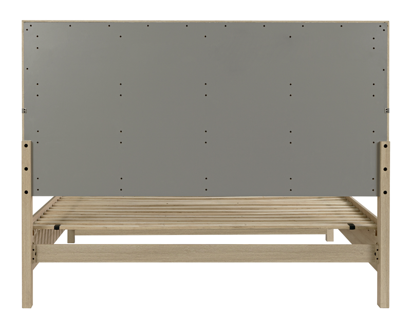 Rocco Storage Bed with 2 Built-In Footboard Drawers & LED Lit Headboard, Light Brown - Queen Size