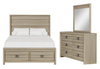 Rocco 5pc Bedroom Set with LED Lit Storage Bed, Dresser & Mirror, Light Brown - Queen Size | Ensemble de chambre à coucher Rocco 5 pièces avec lit de rangement illuminé à DEL, commode et miroir, brun clair - format grand lit