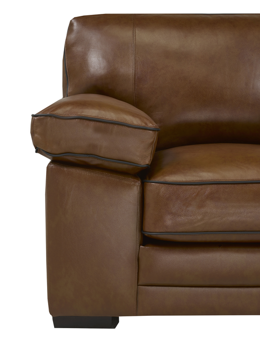 Rodeo 91” Top-Grain Genuine Leather Sofa with Removable Cushions – Chestnut