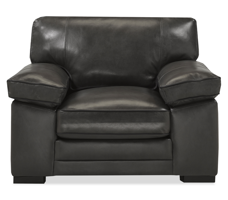 Rodeo 46” Top-Grain Genuine Leather Chair with Removable Cushions – Charcoal