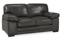 Rodeo 67” Top-Grain Genuine Leather Loveseat with Removable Cushions – Charcoal