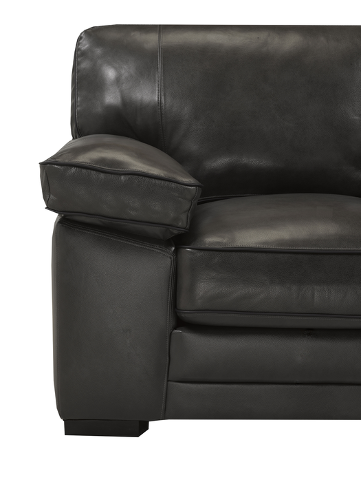 Rodeo 67” Top-Grain Genuine Leather Loveseat with Removable Cushions – Charcoal