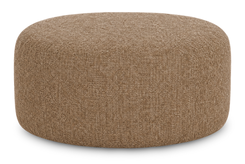 Made in Canada Customizable Sofa Lab Round 38\" Fabric Ottoman – Chenille Praline