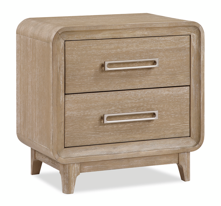 Sasha Bedside 2-Drawer Nightstand, 28\"W x 27\"H - Natural Oak Brown