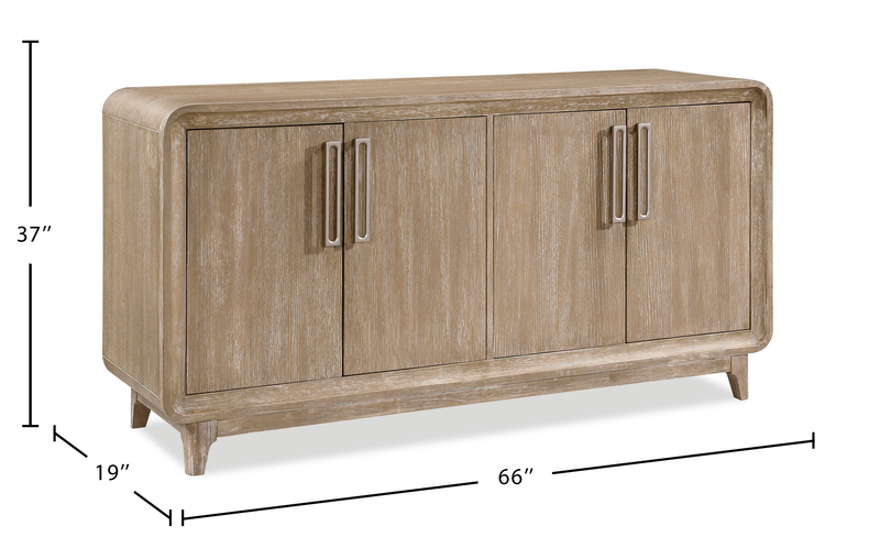 Sasha Dining Server with Storage, 66\"W - Natural Oak Brown