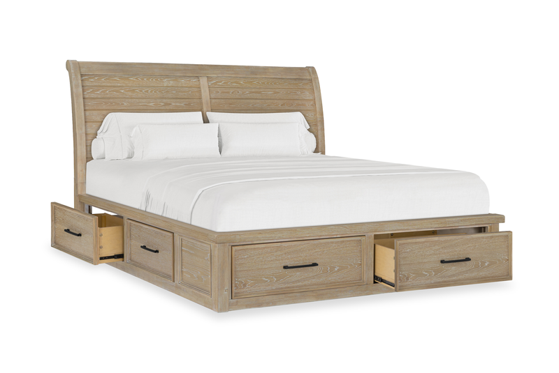 Sonoma 5pc Bedroom Set with Storage Bed, Dresser & Mirror, Light Brown - King Size