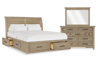 Sonoma 5pc Bedroom Set with Storage Bed, Dresser & Mirror, Light Brown - King Size 