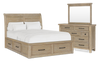Sonoma 5pc Bedroom Set with Storage Bed, Dresser & Mirror, Light Brown - King Size | Ensemble de chambre à coucher Sonoma 5 pièces avec lit de rangement, commode et miroir, brun clair - format très grand lit