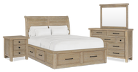 Sonoma 6pc Bedroom Set with Storage Bed, Dresser, Mirror & Nightstand, Light Brown - King Size 