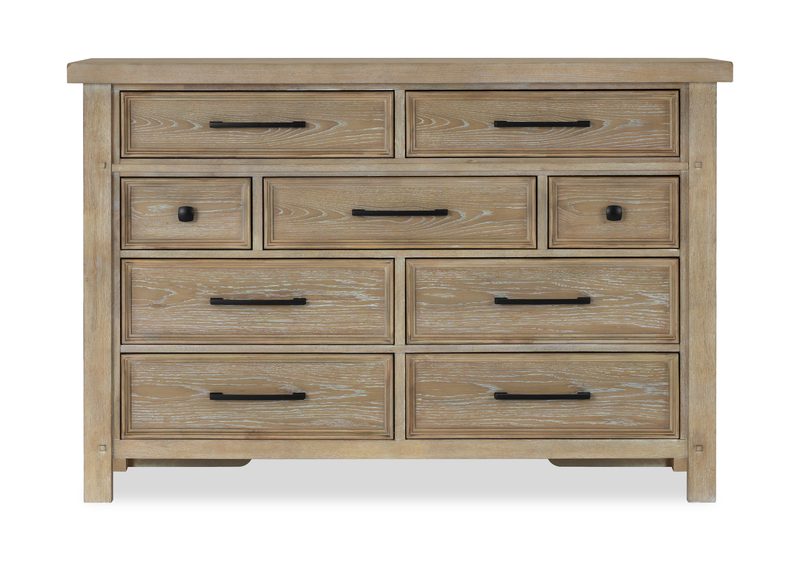 Sonoma 6pc Bedroom Set with Storage Bed, Dresser, Mirror & Nightstand, Light Brown - King Size