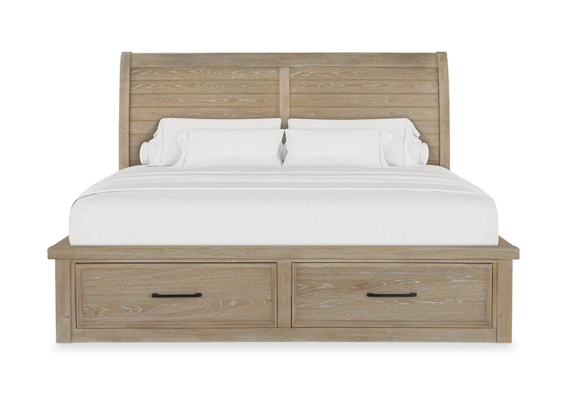 Sonoma 6pc Bedroom Set with Storage Bed, Dresser, Mirror & Nightstand, Light Brown - King Size