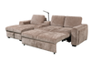 Sunset Linen-Look Fabric Left-Facing Sleeper Sectional with Storage and Built-In LED Lighting – Taupe | Sofa-lit sectionnel de gauche Sunset en tissu d’apparence lin avec ports USB - taupe