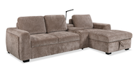 Sunset Linen-Look Fabric Right-Facing Sleeper Sectional with Storage and Built-In LED Lighting – Taupe 