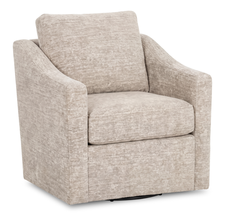 Made in Canada Sofa Lab Customizable Swivel 32\" Fabric Accent Chair – Plush Parchment