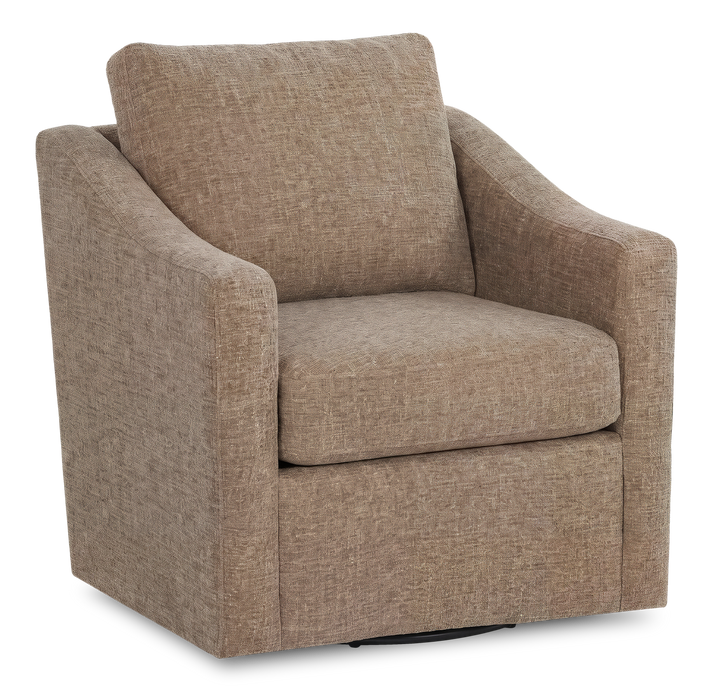 Made in Canada Sofa Lab Customizable Swivel 32\" Fabric Accent Chair – Chenille Praline