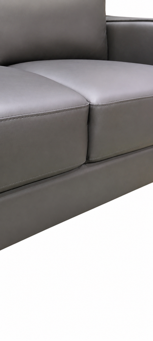 Sydney 77” Sofa Leather-Look Fabric Sofa with Removable Back Cushions - Black