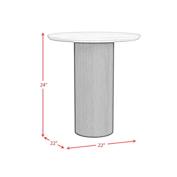 Sylvie 22” Modern Round End Table with Marble Look Top – Dark Brown