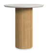 Sylvie 22” Modern Round End Table with Marble Look Top – Natural 