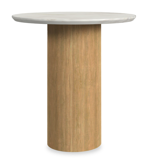 Sylvie 22” Modern Round End Table with Marble Look Top – Natural 