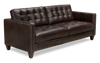 Theo 85" Top-Grain Genuine Leather Sofa with Removable Back Cushion and Wood Feet – Brown | Sofa Theo de 85 po en cuir véritable de qualité supérieure avec coussin de dossier amovible et pattes en bois - brun