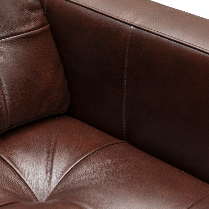 Theo 37\" Top-Grain Genuine Leather Chair with Removable Back Cushion and Wood Feet – Burgundy