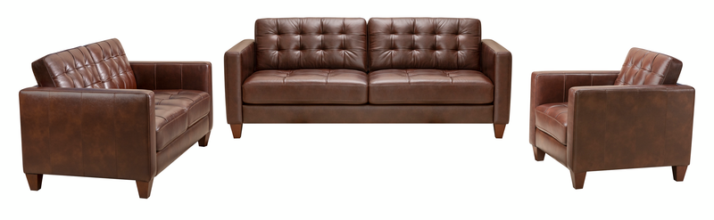 Theo 62\" Top-Grain Genuine Leather Loveseat with Removable Back Cushion and Wood Feet – Burgundy