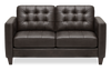 Theo 62" Top-Grain Genuine Leather Loveseat with Removable Back Cushion and Wood Feet – Grey | Causeuse Theo de 62 po en cuir véritable de qualité supérieure avec coussin de dossier amovible et pattes en bois - grise