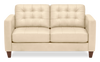 Theo 62" Top-Grain Genuine Leather Loveseat with Removable Back Cushion and Wood Feet - Stone | Causeuse Theo de 62 po en cuir véritable de qualité supérieure avec coussin de dossier amovible et pattes en bois - pierre