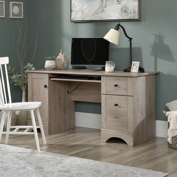 Tyren 59.45“ Rustic Office Desk with Drawers – Laurel Oak 