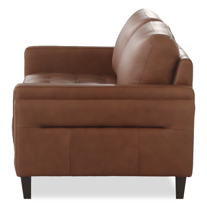 Venice 65\" Traditional Genuine Leather Loveseat – Light Brown