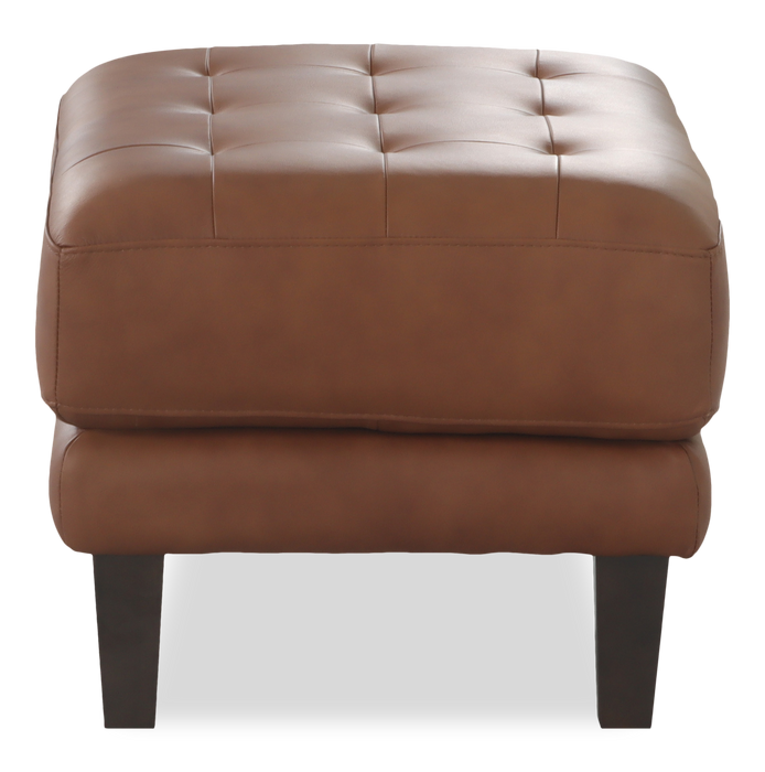 Venice 30\" Traditional Genuine Leather Ottoman – Light Brown