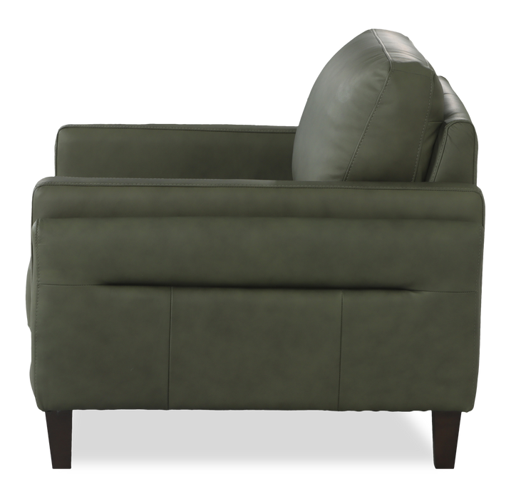 Venice 39\" Traditional Genuine Leather Accent Chair  – Green
