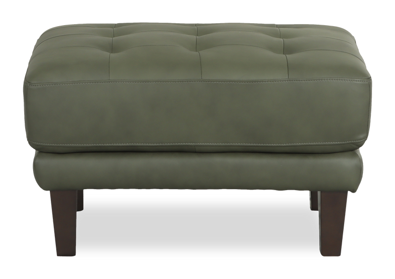 Venice 30\" Traditional Genuine Leather Ottoman – Green