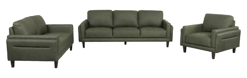 Venice 91\" Traditional Genuine Leather Sofa – Green