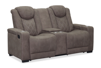 Venture 70.08” Faux Suede Reclining Loveseat with Storage and Cupholders - Chocolate 