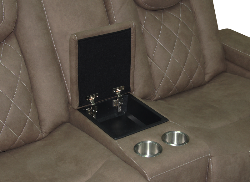 Venture 70.08” Faux Suede Reclining Loveseat with Storage and Cupholders - Chocolate