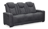 Venture 83.5” Faux Suede Power Reclining Sofa with Power Headrests, Cupholders, and USB Port - Grey