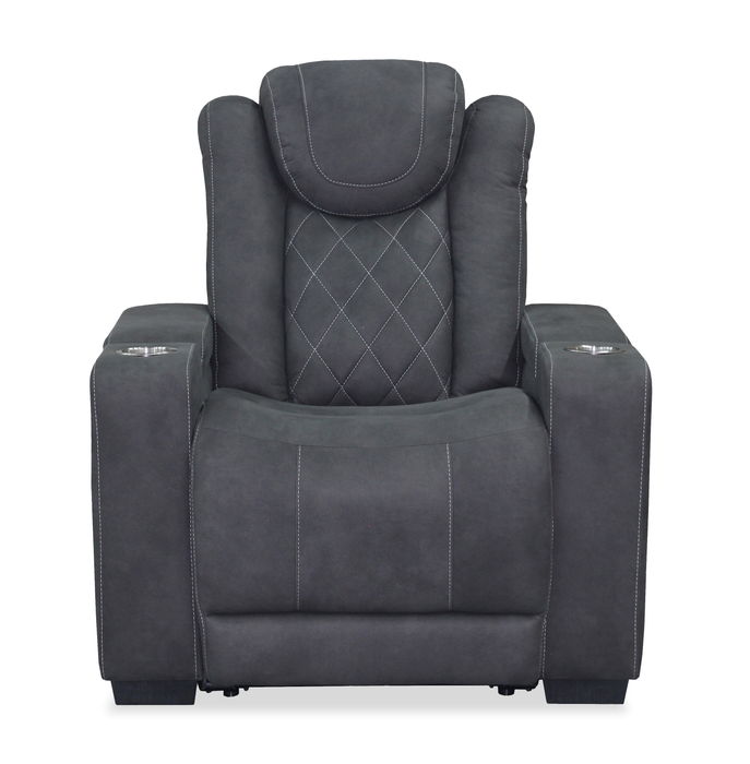 Venture 35.83” Faux Suede Reclining Chair with Storage and Cupholders - Grey