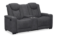 Venture 70.08” Faux Suede Reclining Loveseat with Storage and Cupholders - Grey