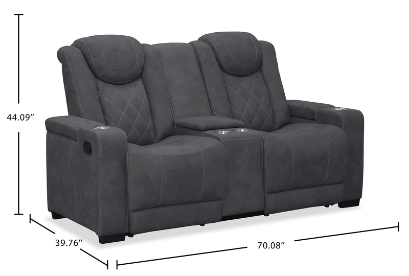 Venture 70.08” Faux Suede Reclining Loveseat with Storage and Cupholders - Grey