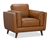 Viero 42.1\" Genuine Leather Accent Chair - Caramel  