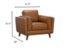 Viero 42.1" Genuine Leather Accent Chair - Caramel   | Fauteuil d’appoint Viero de 42,1 po en cuir véritable - caramel