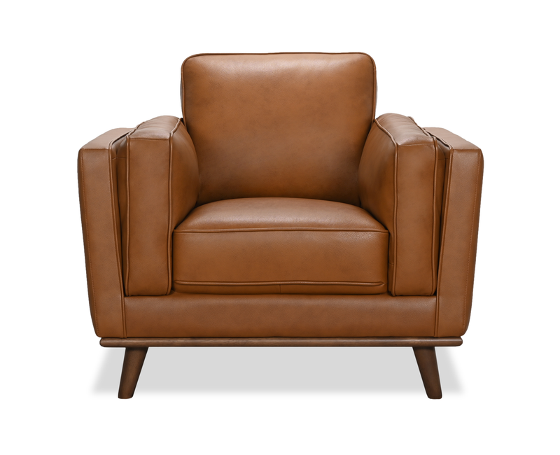 Viero 42.1\" Genuine Leather Accent Chair - Caramel  