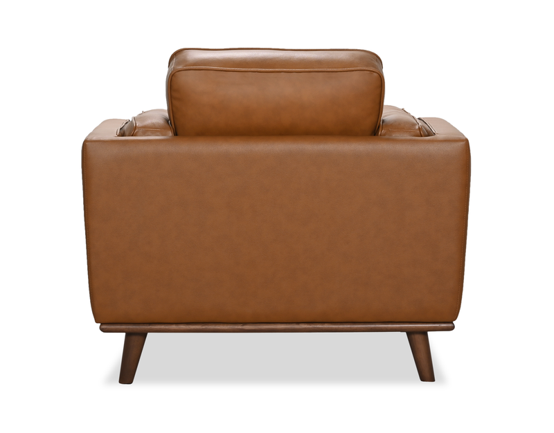 Viero 42.1\" Genuine Leather Accent Chair - Caramel  