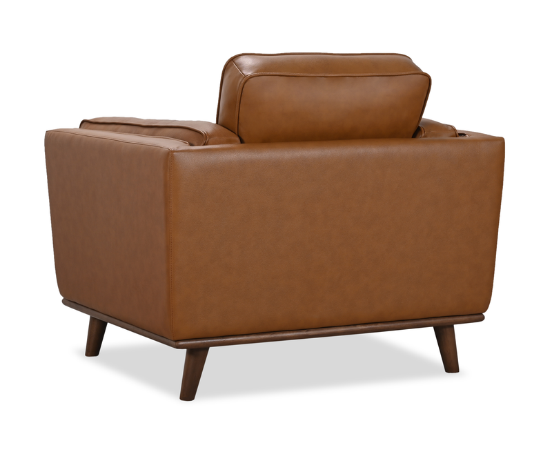Viero 42.1\" Genuine Leather Accent Chair - Caramel  