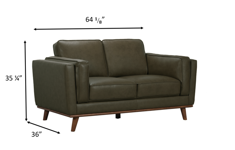 Viero 64.2\" Genuine Leather Loveseat - Green  