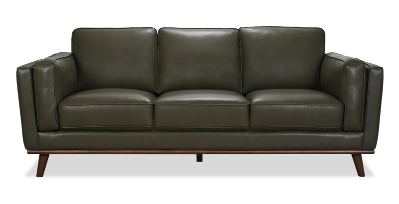 Viero 86.2\" Genuine Leather Sofa - Green  