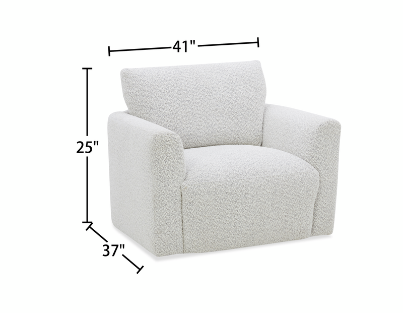 Waverly 40.55” Contemporary Fabric Swivel Chair with Removable Back Cushion – Linen